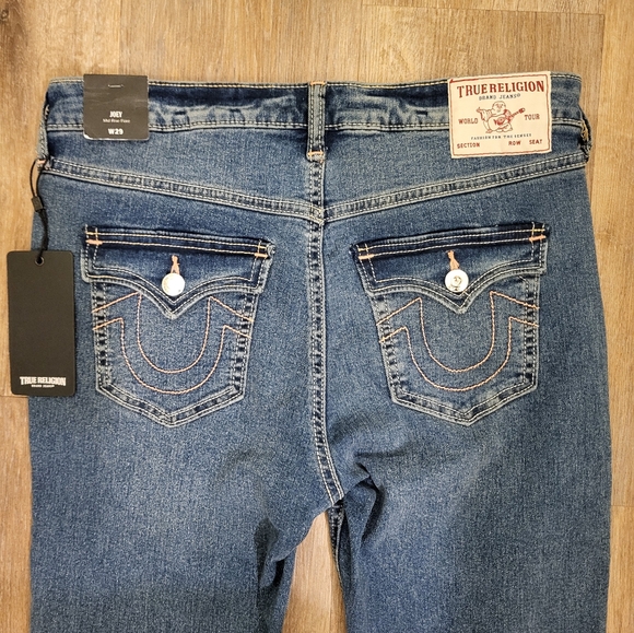 True Religion Joey Mid Rise Single Needle Flare Jean Medium Storm Wash  Size 29 - Picture 14 of 16